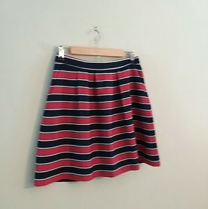 J.Crew Navy Blue & Orange Red Striped Skirt Size:4
